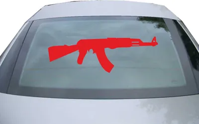 Produktbild von Indigos UG - Aufkleber Heckscheibe & Motorklappe DE2366 - rot - 600x199 mm - AK 47 Kalaschnikow - Auto Scheiben Fenster Heckklappe Tuning Racing JDM - Die cut