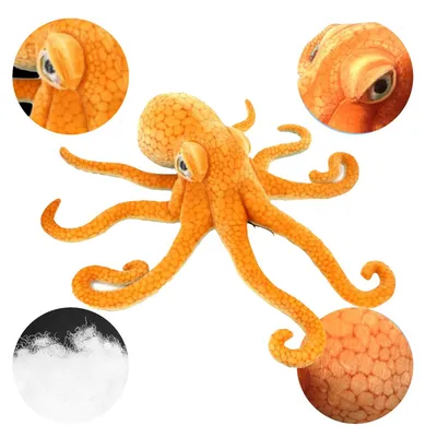 Produktbild von Riesen Oktopus Plüschtier 80cm, weiches Kuscheltier Meeresbewohner, realistisches Stofftier, Cartoon Oktopus Spielzeug, Kinder Geschenk & Deko