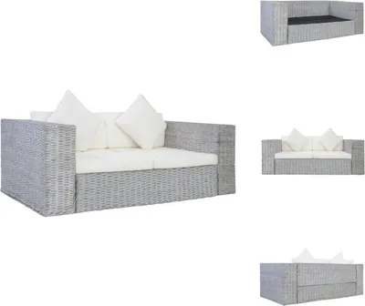Produktbild von vidaXL 2-Sitzer-Sofa mit Polstern Grau Natürliches Rattan -  Sofas