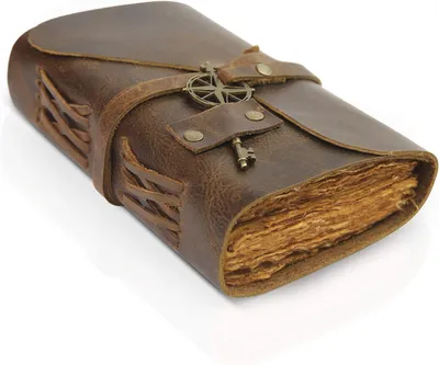 Produktbild von JeiibrZui Vintage-Notizbuch aus Leder – 10 x 15 cm – Handgefertigtes antikes Tagebuch mit Randpapier – 200 Seiten – Cremefarben – Für Reisen, Schreiben und Zeichnen