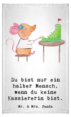 Produktbild von Mr. & Mrs. Panda Handtuch Kassiererin Herz - Weiß - Geschenk, Gästetuch, Frotteehandtuch, Spruch, gästehandtuch klein, Kassenwartin, Witzig, Lustig, 30x50