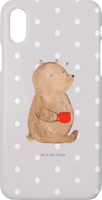 Produktbild von Mr. & Mrs. Panda Iphone 10 Handyhülle Bär Kaffee - Grau Pastell - Geschenk, X, Cover, Bären, Coffee, Handy, Hülle, Motivation, Guten Morgen, Teddybär