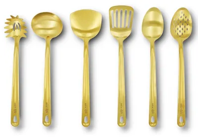 Produktbild von 6-teiliges Set aus Edelstahl-Küchenutensilien in stilvollem Gold