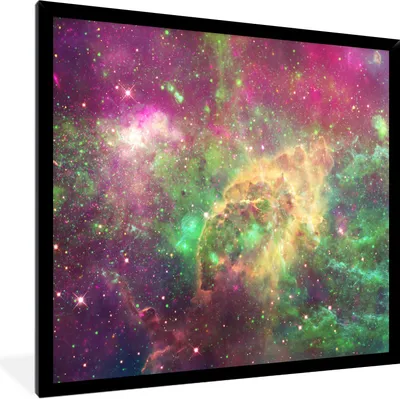 Produktbild von MuchoWow® Gerahmtes Poster Weltraum - Sterne - Farben 40x40 cm - Poster mit Schwarzem Bilderrahmen Wandposter Rahmen Foto Bilder - Mit Rahmen - Wanddekoration Schlafzimmer