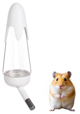 Immagine prodotto di Abbeveratoio per piccoli animali, capacità 125 ml, bianco, antiscivolo, in acciaio inossidabile, con beccuccio per l'erogazione dell'acqua, adatto per criceti, conigli e porcellini d'India