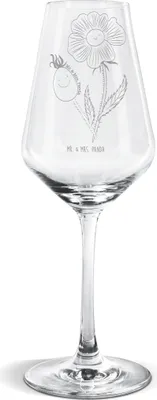 Produktbild von Mr. & Mrs. Panda Weinglas Blume Hagebutte - Transparent - Geschenk, Weißwein Kelch, wein glas, Lebensfreude, Schlechte Gedanken, Für, Garten, Weißweinkelch