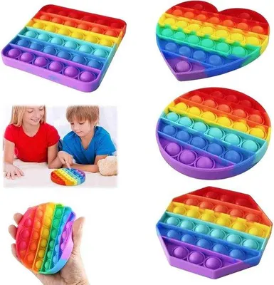 Produktbild von Silikon Fidget Spielset mit 4 Pop It Spielzeug für Autismus und ADHS - Stressabbau Spielzeug für Kinder und Erwachsene