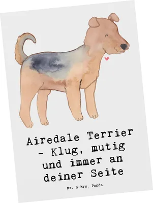 Produktbild von Mr. & Mrs. Panda Postkarte Airedale Terrier - Weiß - Geschenk, Loyalität, inspirierend, einzelkarte, Hunderasse, Hunderassen Eigenschaften, kunstkarte, Postkarten, treu