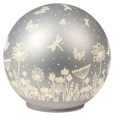 Produktbild von LED Kugellampe Deko Kugel Blumenwiese Pastell silber 15cm mit Timer Formano F26