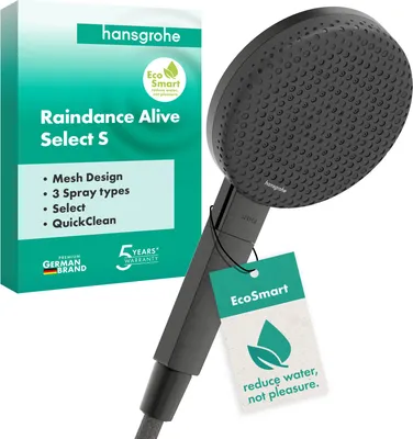 Imagen del producto de Hansgrohe Raindance Alive Select S, ducha de mano de 125 mm, 3 chorros, tecnología EcoSmart, acabado cepillado