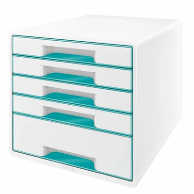 Produktbild von Leitz Wow Cube, 5 Schublade(n), Kunststoff, Türkis, Weiß, 1 Stück(e), 287 mm, 270 mm