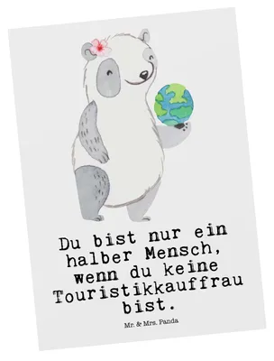 Produktbild von Mr. & Mrs. Panda Postkarte Touristikkauffrau Herz - Weiß - Geschenk, Ansichtskarten, Grußkarte, bildkarte, Ansichtskarte, Postkarten
