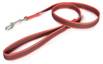 Image de Color & Gray - Laisse caoutchoutée - Rouge-gris 20 mm / 1 m avec boucle, pour chiens de 50 kg maximum
