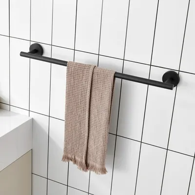 Produktbild von CECIPA 60 cm Handtuchhalter Kleiderstange aus Edelstahl 2 Installationsmethoden schwarz Handtuchhalter