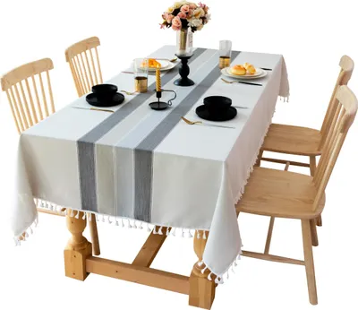 Produktbild von Tischdeckenbezug, Party-Tischdecke, Leinen, waschbar, rechteckig, Party-Tischdekoration, Quaste, Tischwäsche, Couchtischdecke für Küche, Picknick, Weihnachtsdekor