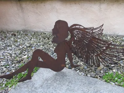 Immagine prodotto di Angelo in acciaio inox con doppie ali, 70 cm