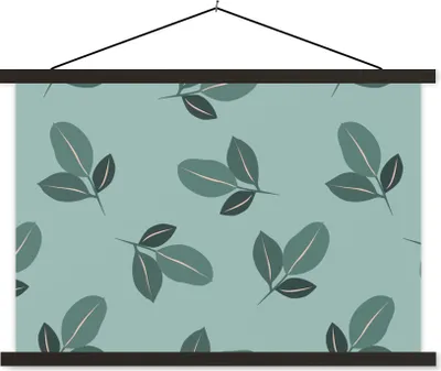 Produktbild von MuchoWow® Textilposter Sommer - Blätter - Muster 60x40 cm mit schwarzem Rahmen - Hölzernes
