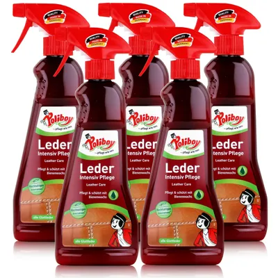 Produktbild von Poliboy Leder Intensiv Pflege 375ml - Pflegt, schützt mit Bienenwachs (5er Pack)