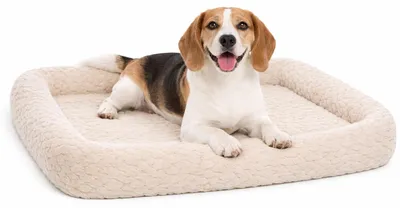 Produktbild von Flamingo hundebett - katzenbett - rechteckig beige mit Rand - 85,5 x 51 x 7 cm -