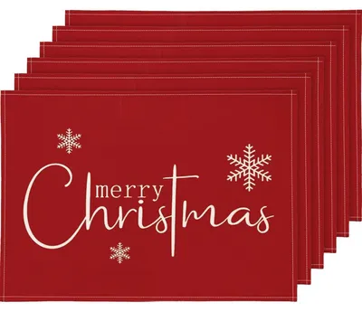 Productafbeelding van Servetringen, kerstthema, set van 6, afwasbaar, rood, 30x45 cm