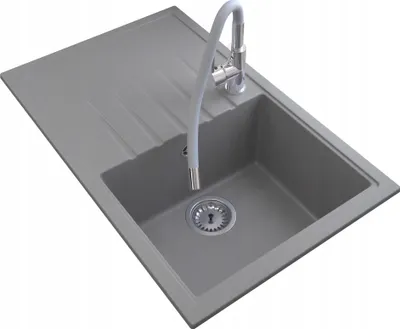 Produktbild von Granitan | Spüle ERIS - 785 x 495 mm - Schwarz nakrapiany - Hochwertige Küchenspüle - Inkl. Armatur
