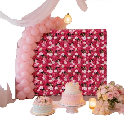 Produktbild von Künstliche Blumenpaneele, 12 Stück, langlebiges Seiden- und Kunststoffmaterial, Rosenfarbe