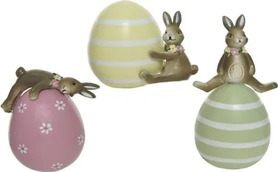 Produktbild von Ei Holz Osterei mit Osterhase 3er Set