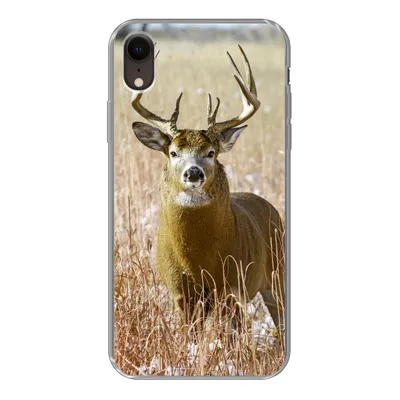 Produktbild von MuchoWow® Handyhülle Schutzhülle Hülle für iPhone XR Hirsche - Gras - Herbst - Tiere - Natur - Geweih Silikon Softcase Handy Hülle - Schutzdeckel