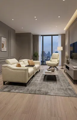 Produktbild von Moderne Beige Wohnzimmer Polstergarnitur 2-Sitzer Stoffsessel
