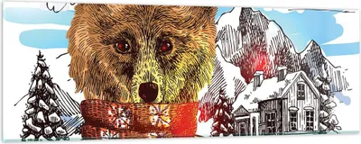 Produktbild von Bilder auf glas - Bär Berge Kinder Winter - 90x30cm - Glasbilder - Wandbilder - Kunstdruck - zum Aufhängen bereit - Wanddekoration aus Glas - Glas Bilder - Wandbild auf Glas - GAB90x30-3205