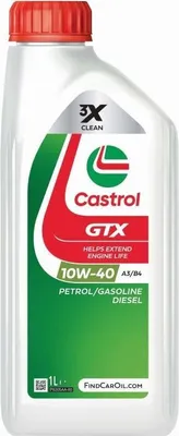 A bottle of Castrol GTX 10W-40 engine oil.