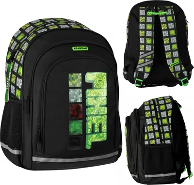 Produktbild von Pixel Game schwarz-grüner  Schulrucksack für Jungen 40x29x20cm, gepolstert