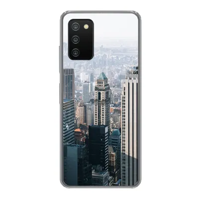 Produktbild von MuchoWow® Handyhülle Schutzhülle Hülle für Samsung Galaxy A03s New York - Skyline - Nebel Silikon Softcase Handy Hülle - Schutz