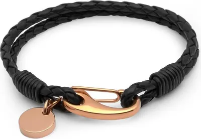Produktbild von Schwarzes Unique Lederarmband mit Karabinerverschluss LB0361