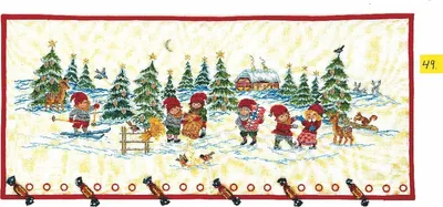 Image de Eva Rosenstand borduurpakket "Adventskalender, elfjes in de sneeuw", telpatroon, 40x95cm