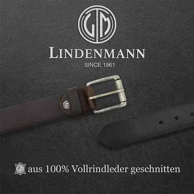 LINDENMANN Herren Büffelledergürtel aus 100% Echtleder dunkelbraun