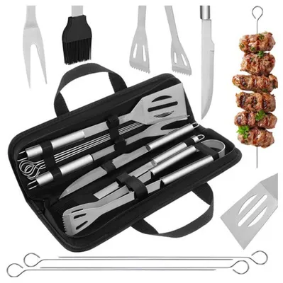 Produktbild von 9-teiliges Grillbesteck-Set aus Edelstahl mit Etui