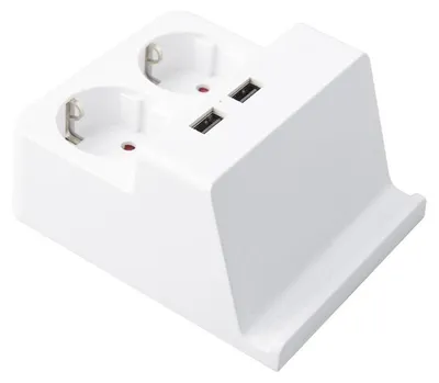 Steckdosenleiste mit 2 Steckdosen, 2 USB, 1,5 m Kabel, kompakt, für Reise/Büro