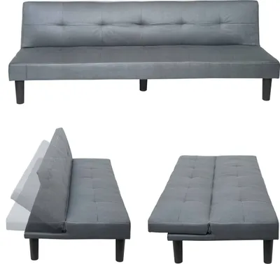 Produktbild von Mendler Schlafsofa Stoff grau mit Schlaffunktion, 3-fach verstellbarer Rückenlehne, HxBxT 68x195x73 cm, Sitzhöhe 34 cm, MCW-G11