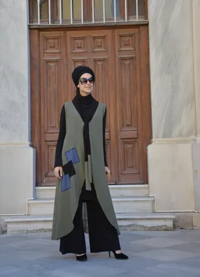 Produktbild von Weste Jäckchen Hijab Kleid Ohne Innenfutter V Ausschnitt H-8041
