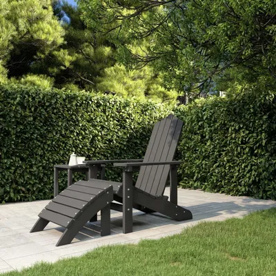 Immagine prodotto di The Living Store Sedia da giardino Adirondack con poggiapiedi HDPE antracite