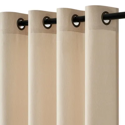 Vorhänge mit Ösen, Beige, 140x225 cm, 2er-Set, halbdurchsichtig