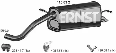 Produktbild von ERNST 115032 Endschalldämpfer für SKODA Fabia II Schrägheck (542) Auspuff