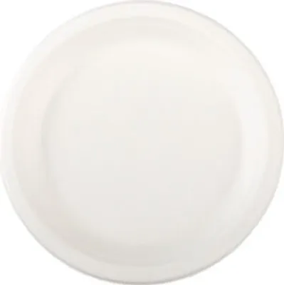 Produktbild von 250x Teller aus Bagasse, naturweiß, rund Ø18cm, 50Stk.