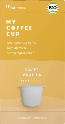 Produktbild von My Coffee Cup Caffè Vanilla, Kaffeekapsel, Kaffee, Leichte Röstung, Nespresso, 4/10, Sand