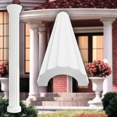 Produktbild von PRESTIGE DECOR Halbsäule mit Grat-Kannelierung 2m 255x128mm Säulenschaft Kunstharzputz weiß, Fassadenverkleidung aussen Stucksäule Wandverkleidung (Schaft LC101-22H, halbrund)