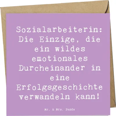 Produktbild von Mr. & Mrs. Panda Glückwunschkarte Spruch Sozialarbeiterin Erfolg - Lavendeltraum - Geschenk, Geduld, Berufsleben, anlasskarte, doppelkarte, Familienberatung, Klappkarte
