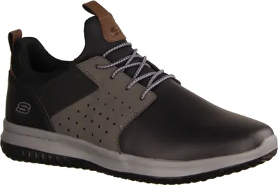 Produktbild von Skechers Delson-Axton 65870-BKGY Herrensneaker, Black/Grey, Materialmix, NEU - Herrenschuhe Sneaker / Schnürschuh, Schwarz, leder/synthetik