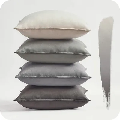 Produktbild von 4er-Set Kissenbezüge, 45 x 45 cm, grauer Samt mit Farbverlauf, dekorative Kissenbezüge für Sofa, Schlafzimmer, Wohnzimmer, Balkon, flauschig