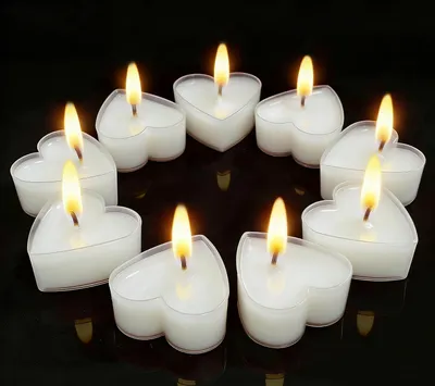 Produktbild von 9 Stück Herzkerzen, romantische Herz-Teelichter, geeignet für Valentinstag, Geburtstage, Hochzeiten und Feiern (weiß)